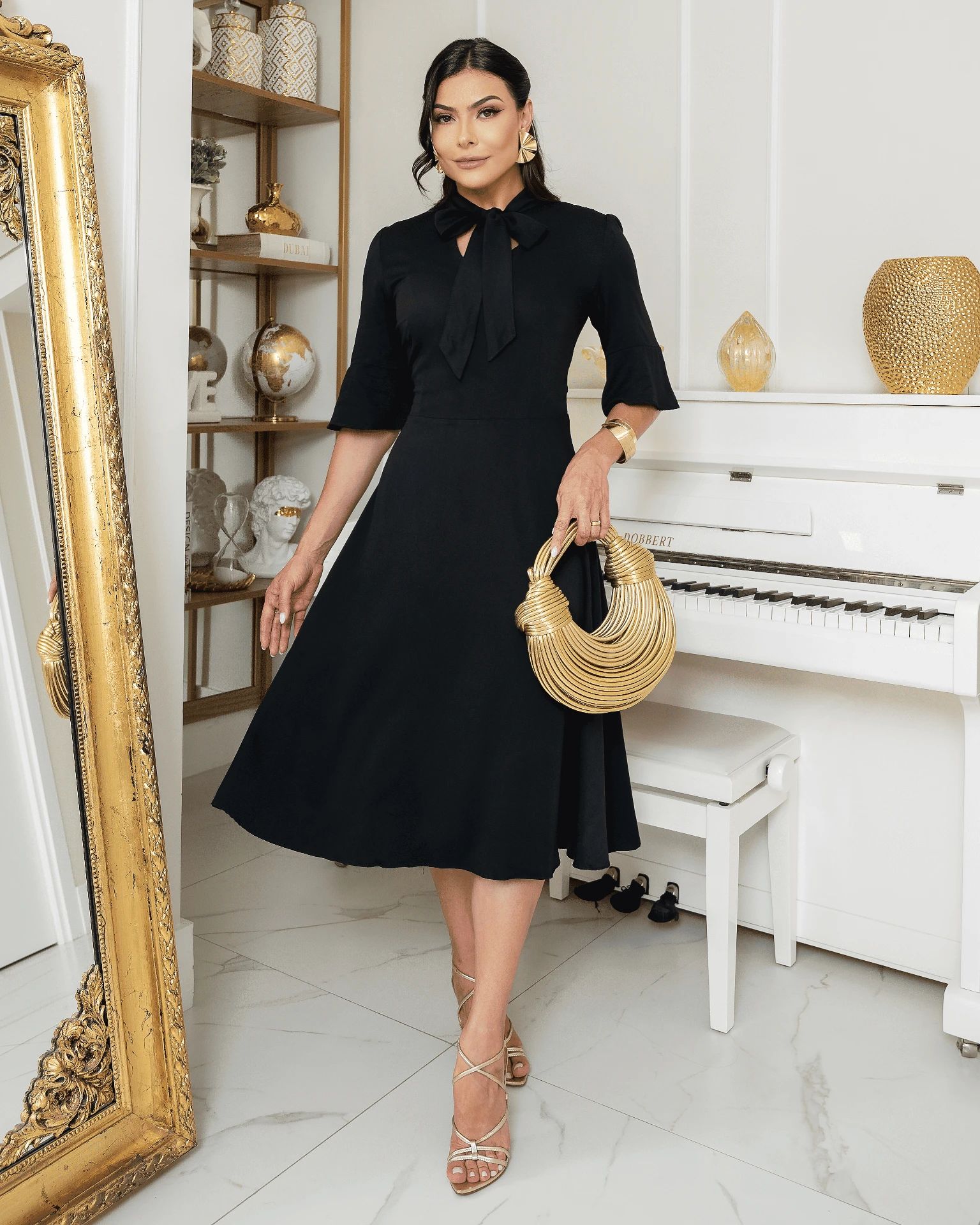 Vestido Laço Viscose Sarjada 